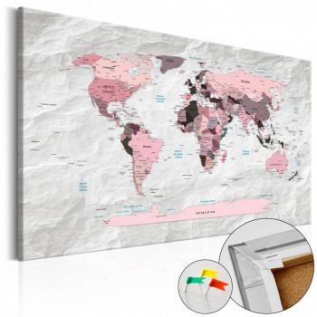 Tablou din plută - Pink Continents [Cork Map] 60x40 cm