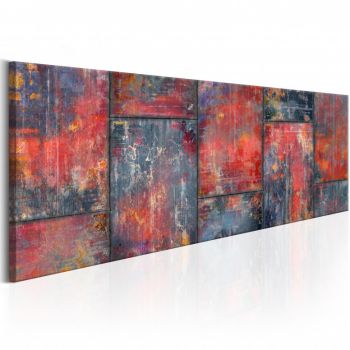 Tablou - Metal Mosaic: Red 120x40 cm
