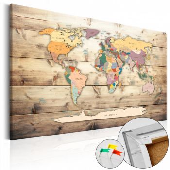 Tablou din plută - The World at Your Fingertips [Cork Map] 90x60 cm