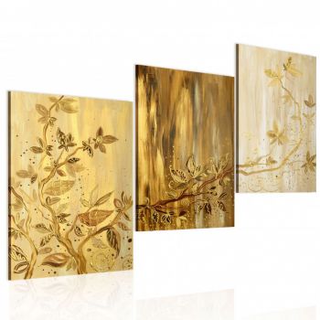 Tablou pictat manual - Golden leaves 120x60 cm