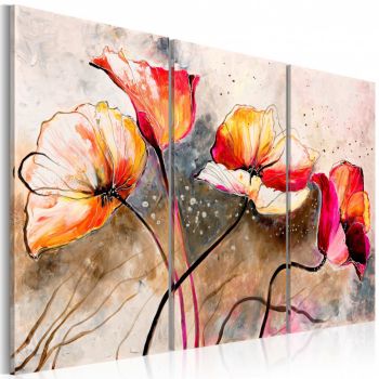 Tablou pictat manual - Poppies lashed by the wind 120x80 cm