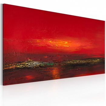Tablou pictat manual - Red sunset over the sea 120x60 cm