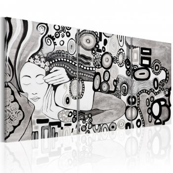 Tablou pictat manual - Silver Kiss 120x60 cm
