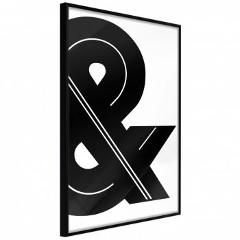 Poster - Ampersand (Black and White), cu Ramă neagră, 40x60 cm
