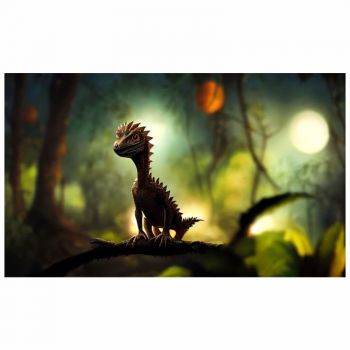 Tapet autoadeziv Premium, textura canvas, Dinozaur curios, Camera copilului, 130 x 78 cm