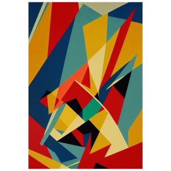 Tapet autoadeziv Premium, textura canvas, Forme geometrice multicolore, 130 x 89 cm