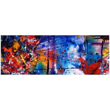 Tapet autoadeziv Premium, textura canvas, Pictura abstracta multicolora, 200 x 70 cm