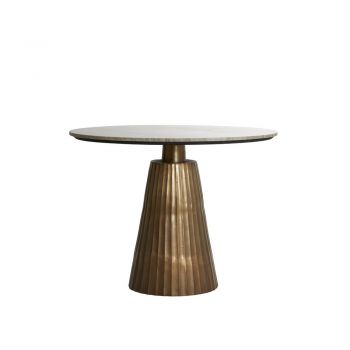 Masă de dining în culoarea bronz/în culoare naturală rotundă cu blat cu aspect de marmură ø 100 cm Rianne – Light & Living
