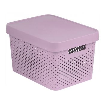 Cutie de depozitare roz din plastic cu capac 27x36x22 cm Infinity – Curver
