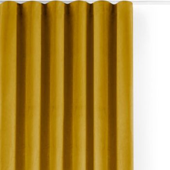 Draperie galben-muștar dimout (semi-opacă) din catifea 265x175 cm Velto – Filumi