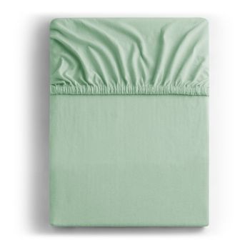 Cearceaf verde deschis din jerseu cu elastic 220x200 cm Amber – DecoKing