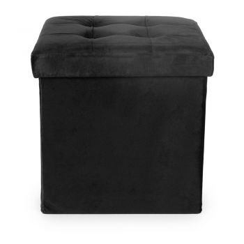 Taburet negru cu tapițerie din catifea – Compactor