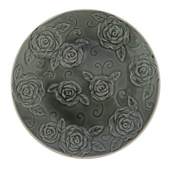 Farfurie decorativă Antic Line Roses, ⌀ 25,5 cm, verde închis
