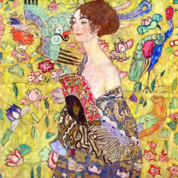 Reproducere pe pânză după Gustav Klimt - Lady With Fan, 50 x 50 cm
