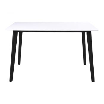 Masă dining cu structură neagră Bonami Essentials Vojens, 120 x 70 cm, alb
