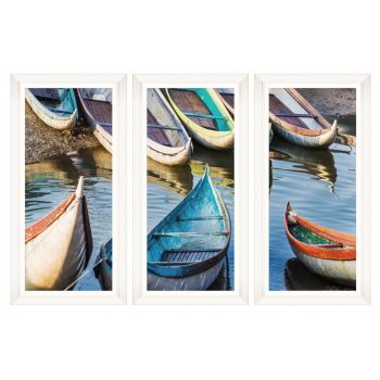 Tablou 3 piese Framed Art Fishing Boats