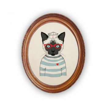 Tablou oval Really Nice Things Sailor Cat