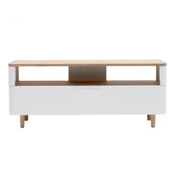 Comodă TV din lemn de stejar alb Unique Furniture Amalfi