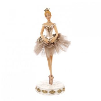 Statueta balerina costum din tiul crem cu paiete ieftina