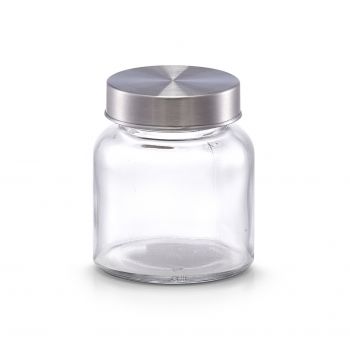 Recipient pentru depozitare din sticla Mini, capac metalic, 150 ml, Ø 6,8xH7,8 cm