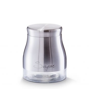 Recipient pentru zahar din sticla si inox Sugar, Silver 900 ml, Ø 11,5xH14 cm