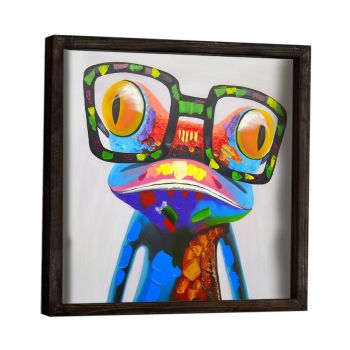 Tablou decorativ Frog, 34 x 34 cm