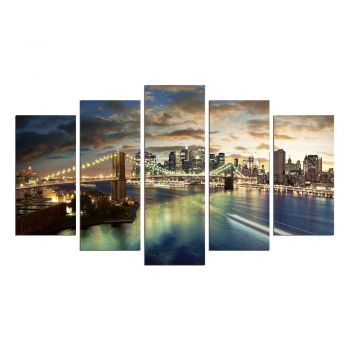 Tablou din mai multe piese Bridge NYC, 110 x 60 cm ieftin