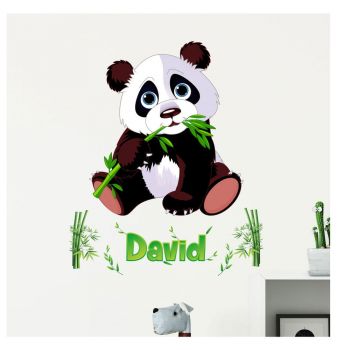 Set autocolante pentru perete cu panda și litere Ambiance Bamboo
