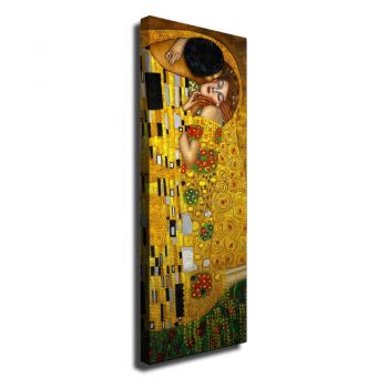 Reproducere tablou pe pânză Gustav Klimt The Kiss, 30 x 80 cm