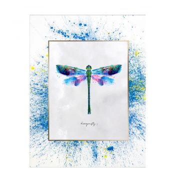 Tablou pe pânză în ramă albă Tablo Center Dragonfly, 29 x 24 cm