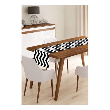 Napron din microfibră pentru masă Minimalist Cushion Covers Black Stripes, 45 x 140 cm