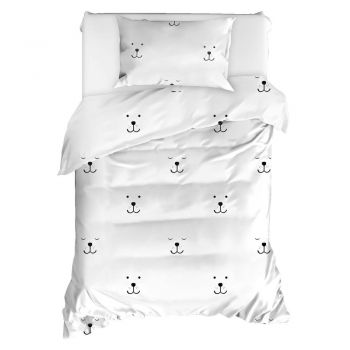 Lenjerie de pat din bumbac ranforce pentru pat de o persoană Mijolnir Eles White, 140 x 200 cm
