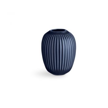 Vază din gresie Kähler Design Hammershoi, înălțime 10 cm, albastru închis