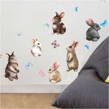 Autocolant de perete Ambiance Baby Rabbits