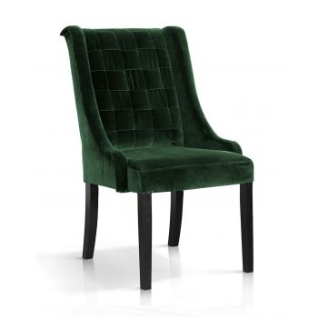 Scaun tapitat cu stofa si picioare din lemn, Prince Velvet Verde / Negru, l63xA73xH102 cm