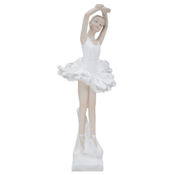 Decoratiune din rasina Ballerina Dancing B Alb / Nude, l8xA8xH23 cm