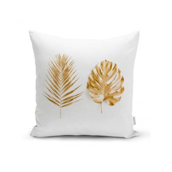Față de pernă Minimalist Cushion Covers Golden Leafes, 45 x 45 cm ieftina
