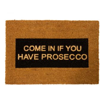 Covoraș intrare din fibre de cocos Artsy Doormats Come In If you Have Prosecco Glitter, 40 x 60 cm
