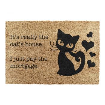 Covoraș de intrare din fibre de nucă de cocos 40x60 cm It's Really the Cats House – Artsy Doormats