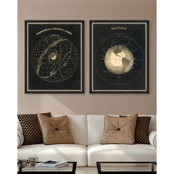 Tablou 2 piese Framed Art Terrestrial and Celestial Globes