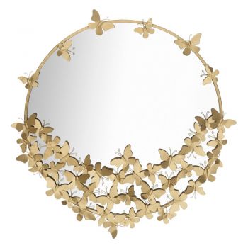 Oglindă de perete Mauro Ferretti Round New, ø 91 cm, auriu