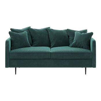 Canapea cu tapițerie din catifea Ghado Esme, 176 cm, verde - turcoaz închis la reducere