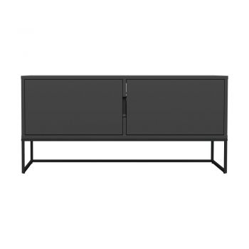 Masă TV cu picioare metalice și 2 uși Tenzo Lipp, lățime 118 cm, negru