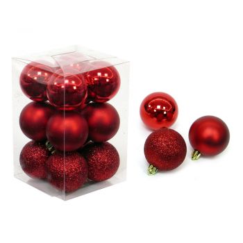 Set 12 globuri roșii de Crăciun Navidad Casa Selección, ø 4 cm