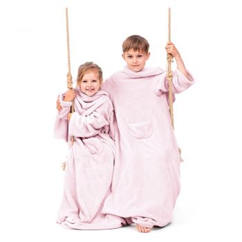 Pătură cu mâneci pentru copii DecoKing Lazykids, roz