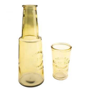 Carafă din sticlă cu pahar Dakls, 800 ml, galben