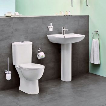 Set vas WC pe pardoseala Grohe Bau Ceramic Rimless cu rezervor asezat si capac softclose