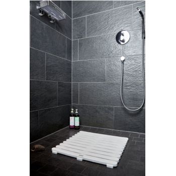 Covoras pentru baie antiderapant, din plastic, Duckboard Alb, 55 x 55 cm