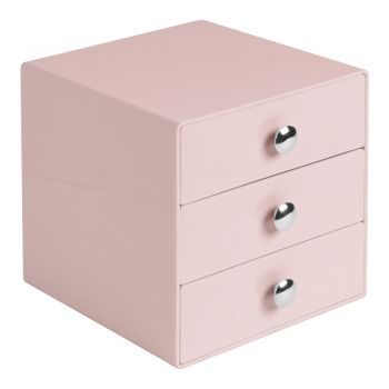 Organizator cu 3 sertare iDesign, 16,5 x 16,5 cm, roz ieftin