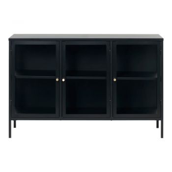 Vitrină neagră din metal 132x85 cm Carmel – Unique Furniture ieftina